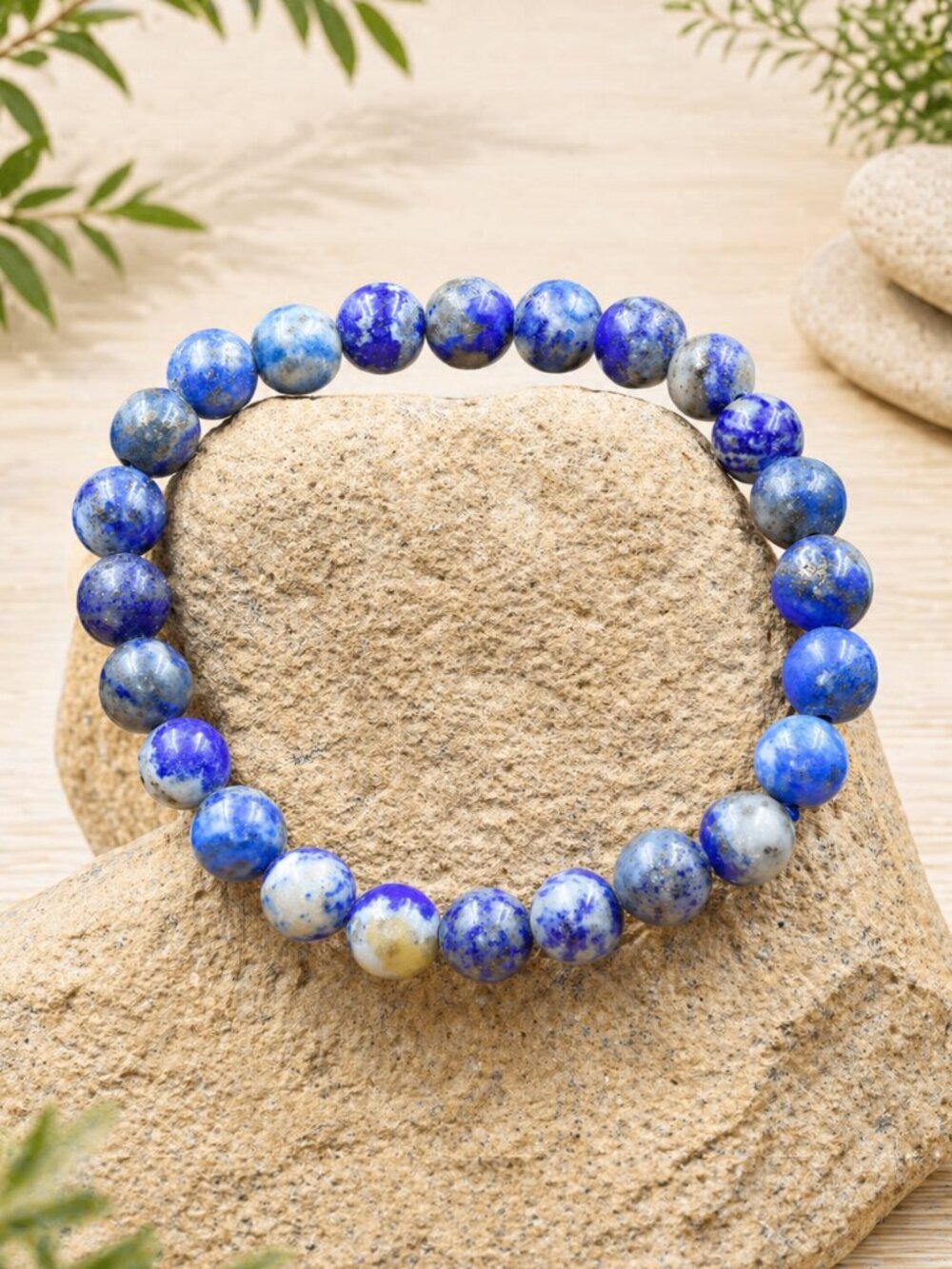 Lapis Lazuli Gemstone Stretch Bracelet | Handmade - Picture 2 of 6